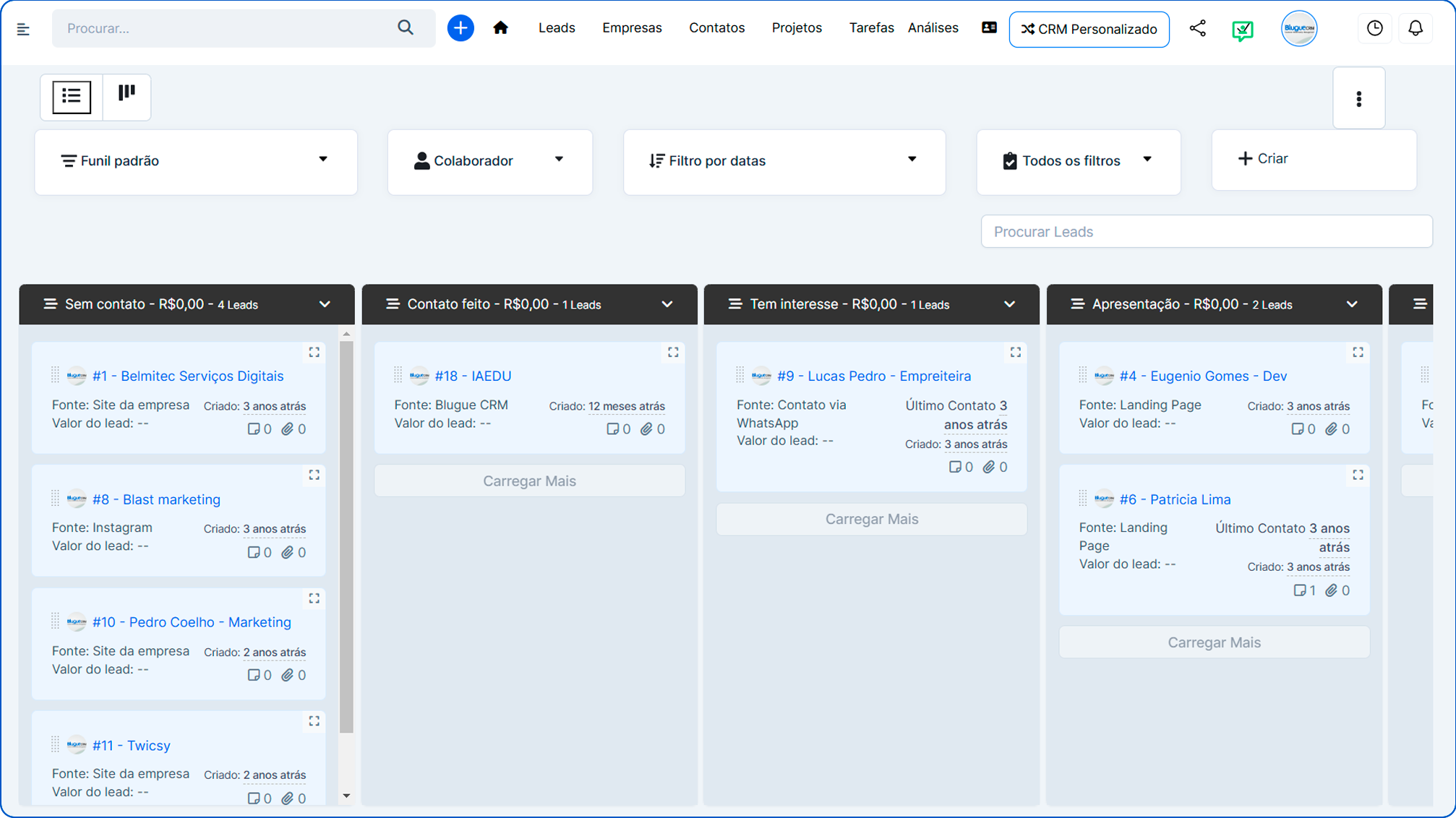 Blugue CRM Dashboard